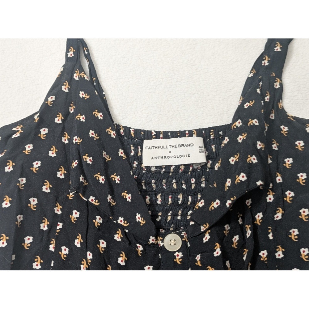 Anthropologie Women's Black Floral Size 4 Romper One-Piece FAITHFULL THE BRAND - Picture 6 of 13